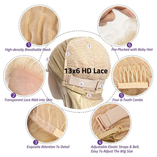 613 Blonde Body Wave 200% 13x6 HD Lace Frontal Human Hair Wigs 38 40 Inches Honey Colored Lace Closure Front Wig For Black Women