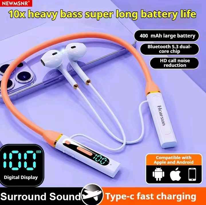 40H Playtime Bluetooth Neckband | Wireless Sport Earbuds with LED Display, Hi-Fi Sound & Noise Reduction | Waterproof for Gym & Work