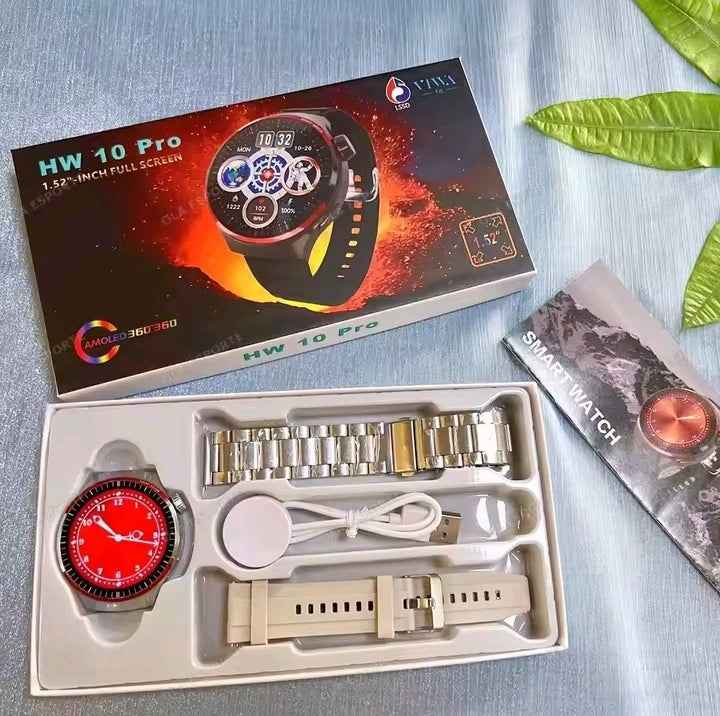 2025 HW10 Pro Smart Watch | 2-in-1 GPS Tracker & Bluetooth Calling Watch for Men Women | Wireless Charging, Waterproof, Full Touch Screen