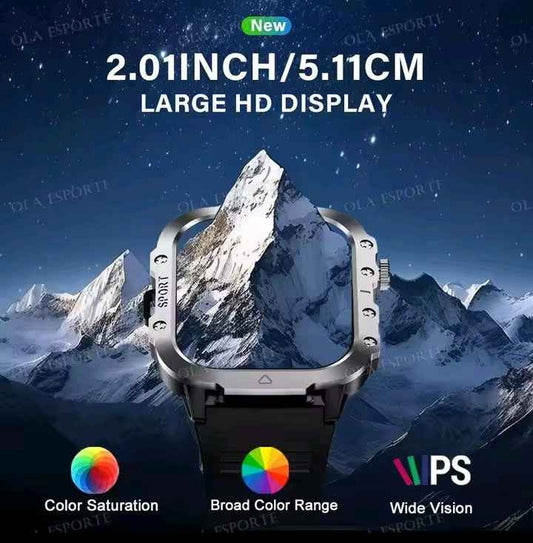 2026 Rugged Military Smart Watch | Outdoor Sport Tracker with Bluetooth Calling, Voice Assistant & LED Flashlight | Ultra-Durable Men's Fitness Watch