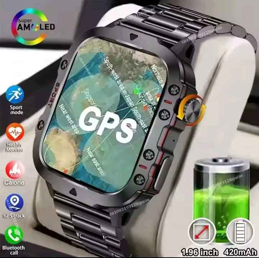 2026 Rugged Military Smart Watch | Outdoor Sport Tracker with Bluetooth Calling, Voice Assistant & LED Flashlight | Ultra-Durable Men's Fitness Watch